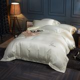 Luxury Solid Plain White Satin Silk Bedding