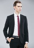 100% Wool Black Slim Fit Coat Pant Men Suit