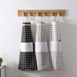 Cotton Designed Plaid Kitchen Apron with Pocket