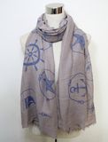 Women Sailing Printed Fashion Cotton Voile Silk Scarf (YKY1068)