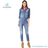 Slim-Fit Women Jumpsuit in Faded Denim (E. P. 826)