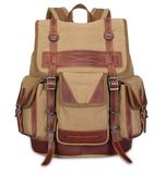 High-End Men's Canvas Double Shoulder Bag American European Vintage Male Bag Casual Outdoor Travel Durable Backpack