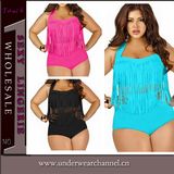 2015 Fat Women Tassel Plus Size Bikini Swimwear