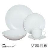30PCS Dinner Set Solid Glaze White Color Seesame Design