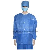 Blue Jacket Lab Coat with Knitted Cuffs and Collar