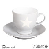 3oz Cup and Saucer with Star Design Grey Color