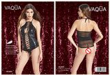 Halter Sexy Lingerie Black Lady Bodysuit in PU