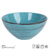 Antique Blue with Brush Ceramic Bowl