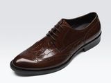 Suede Brogue Men Dress Shoes Brown Leather Office Shoes