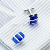 VAGULA Silver Plated Square Saphire Zircon Wedding Men's Shirt Cuff Link 696