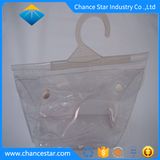 Custom Transparent Plastic Hanger Button Closure PVC Gusset Bag