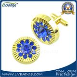 Customized Metal Cufflink with Blue Rhinestones