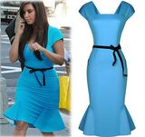 Women Pencil Dress Lady Blue Fishtail Party Dress