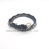 Button Black PU Leather Pin Buckle Belt Bead Garment Accessories