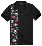 Latest Design Men Tops Skulls Printed Casual Rockabilly Shirts