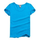 Women's Plain Blue Stringy Selvedge OEM T-Shirt Factory