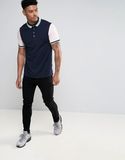 Polo Shirt in Block Navy and Pink