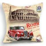 Decorative Square Old Car Design Decor Fabric Cushion W/Filling