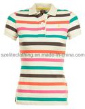 OEM Service Striped Polo Shirts for Women (ELTWPJ-67)