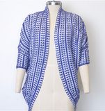 100%Acrylic Women Patterned Open-Front Cardigan