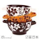 14.5cm Ceramic Bowl with Two Handles Microwave Safe