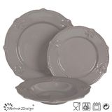 Classic Grey Color Embossed Dinner Set 18PCS