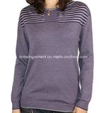 Ladies Knitted Long Sleeve Pullover Sweater for Casual (12AW-153)