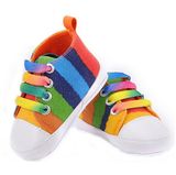 Baby Shoes Fashion Rainbow Canvas Shoes Soft Prewalkers Casual (AKBS4)