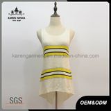 Sleeveless Knitted Striped Hi-Lo Hem Women's Clothing