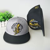 Custom 3D Embroidery Leisure Black Flat Bill Snapback Cap Wool