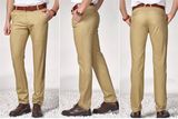 Men's Iron-Free Pure Cotton Long Straight Trousers