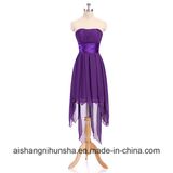 Sexy Short Front Long Back Purple Chiffon Prom Dresses