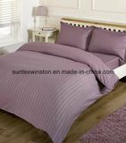 100% Polyester Microfiber Brushed Satin Stripe Dyed Duvet Cover Set