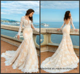 Mermaid Bridal Wedding Gowns Cream Sleeves Wedding Dress H063