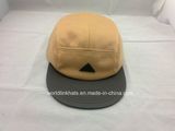 Fashion Flat Brim 5 Panel Hat with Leather Patch Logo