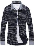 Men Fashion Fitting Printed Casual Clothes Shirt