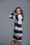 Ladies Long Sweater Cotton Fashion Blue White Autumn Winter Women Comfortable