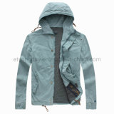 Blue 100% Cotton Men's Casuall Jacket with Cap (CJA32586)
