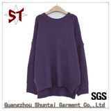 Ladies'fashion Pure Color Bat Sleeve Round Neck Sweater