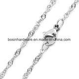 Stainless Steel Women Wave Chain Necklace