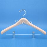 Wooden Clothes Hanger with Shinny Clips for Women (YW224-7728S)