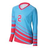 Custom Womens Sublimation Long Sleeves Volleyball Jerseys Shirts with Numbers