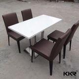 White Artificial Stone 4 Seats Restaurant Table and Chair