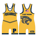 Custom Yellow Sublimated Printed Wrestling Singlet with Logo and Name