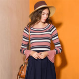 Women's Long Sleeve Strip Pullover Sweater Wool Knitwear