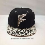 Fashion Leopard Print 3D Embroidery Digital Flat Peak Sanpback Cap