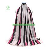 Vertical Bar Printed Viscose Scarf Fashion Lady Shawl with Tassel