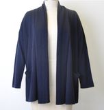 Wool Cashmere Patch Pockets Open Front Knit Women Cardigan