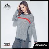Women Long Sleeve Autumn Winter Striped Knitted Pullover Sweater