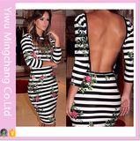 2016 Latest Hot Sale Stripes Slim Drain Fashion Backless Dress